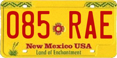 NM license plate 085RAE