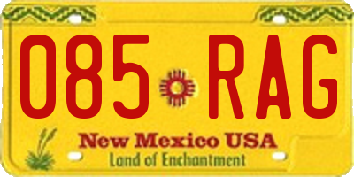 NM license plate 085RAG