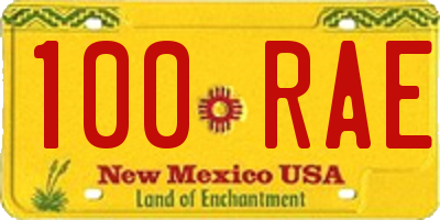 NM license plate 100RAE