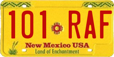 NM license plate 101RAF