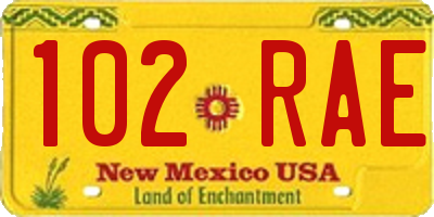 NM license plate 102RAE