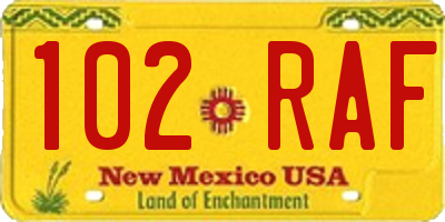 NM license plate 102RAF