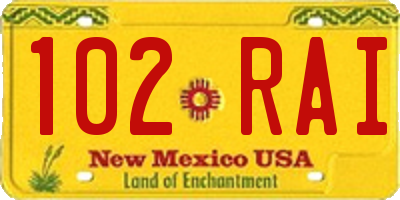 NM license plate 102RAI