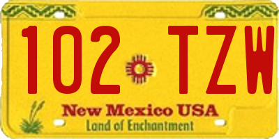 NM license plate 102TZW