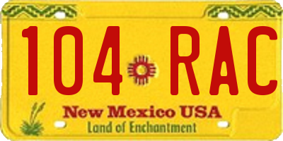NM license plate 104RAC