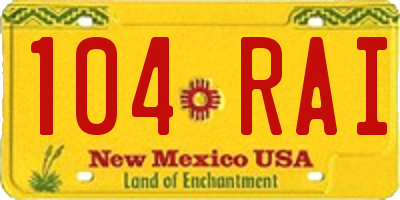 NM license plate 104RAI