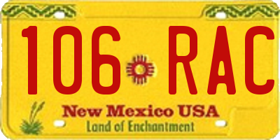 NM license plate 106RAC