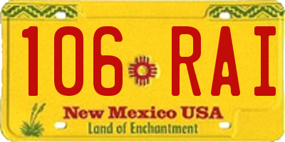 NM license plate 106RAI