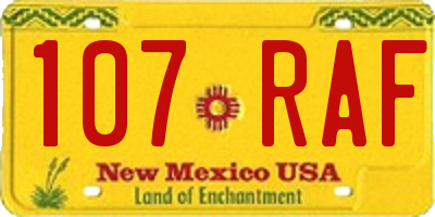 NM license plate 107RAF