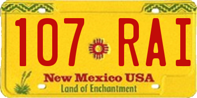 NM license plate 107RAI