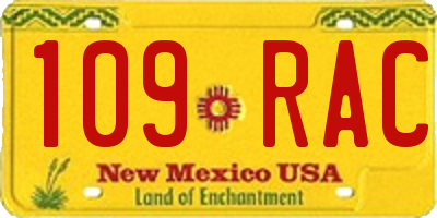 NM license plate 109RAC