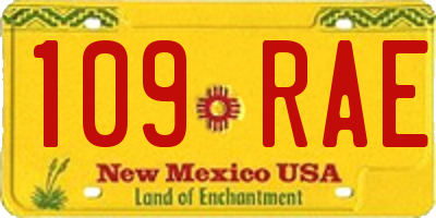 NM license plate 109RAE