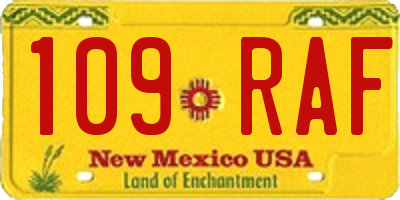 NM license plate 109RAF