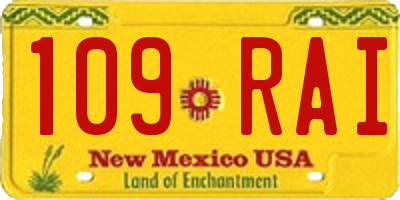 NM license plate 109RAI
