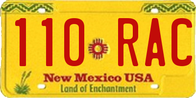 NM license plate 110RAC