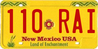 NM license plate 110RAI