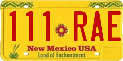 NM license plate 111RAE