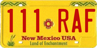 NM license plate 111RAF