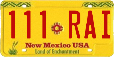 NM license plate 111RAI
