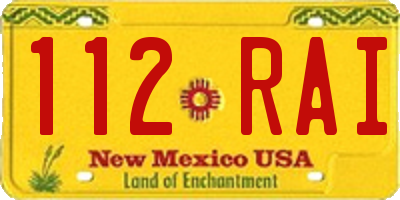 NM license plate 112RAI