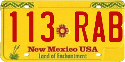 NM license plate 113RAB