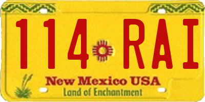 NM license plate 114RAI