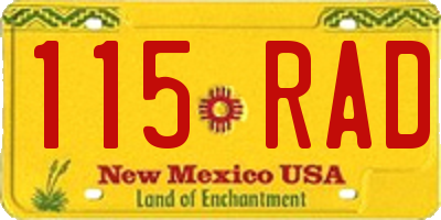 NM license plate 115RAD