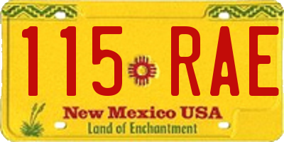 NM license plate 115RAE