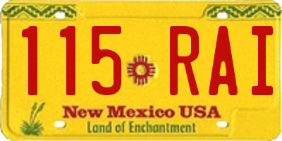 NM license plate 115RAI