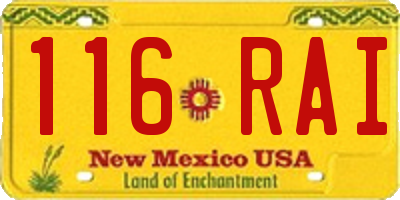 NM license plate 116RAI
