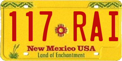 NM license plate 117RAI