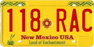 NM license plate 118RAC