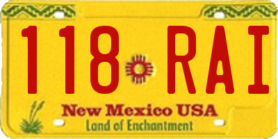 NM license plate 118RAI