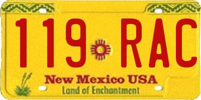 NM license plate 119RAC