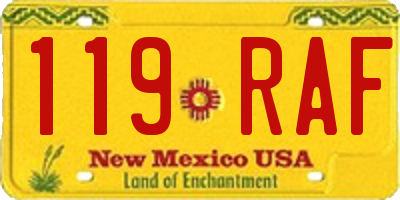 NM license plate 119RAF