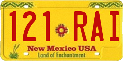 NM license plate 121RAI
