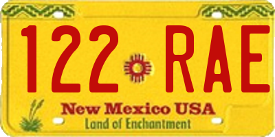 NM license plate 122RAE
