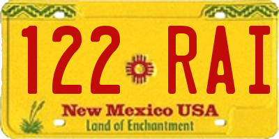 NM license plate 122RAI