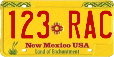 NM license plate 123RAC