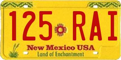 NM license plate 125RAI