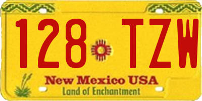 NM license plate 128TZW