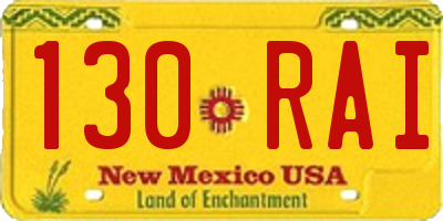 NM license plate 130RAI