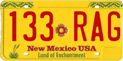 NM license plate 133RAG