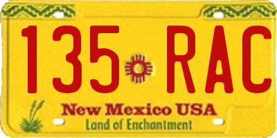 NM license plate 135RAC