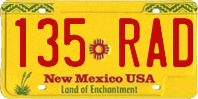 NM license plate 135RAD