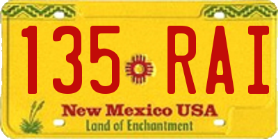 NM license plate 135RAI