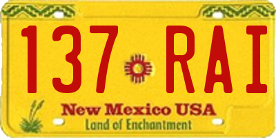 NM license plate 137RAI