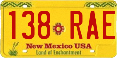 NM license plate 138RAE