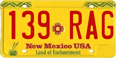 NM license plate 139RAG