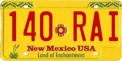 NM license plate 140RAI